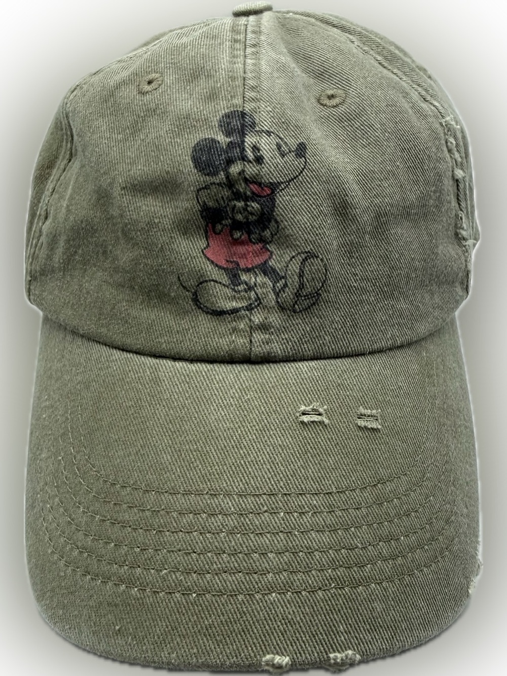 Disney Parks Olive Green Mickey Mouse Adult Baseball Cap